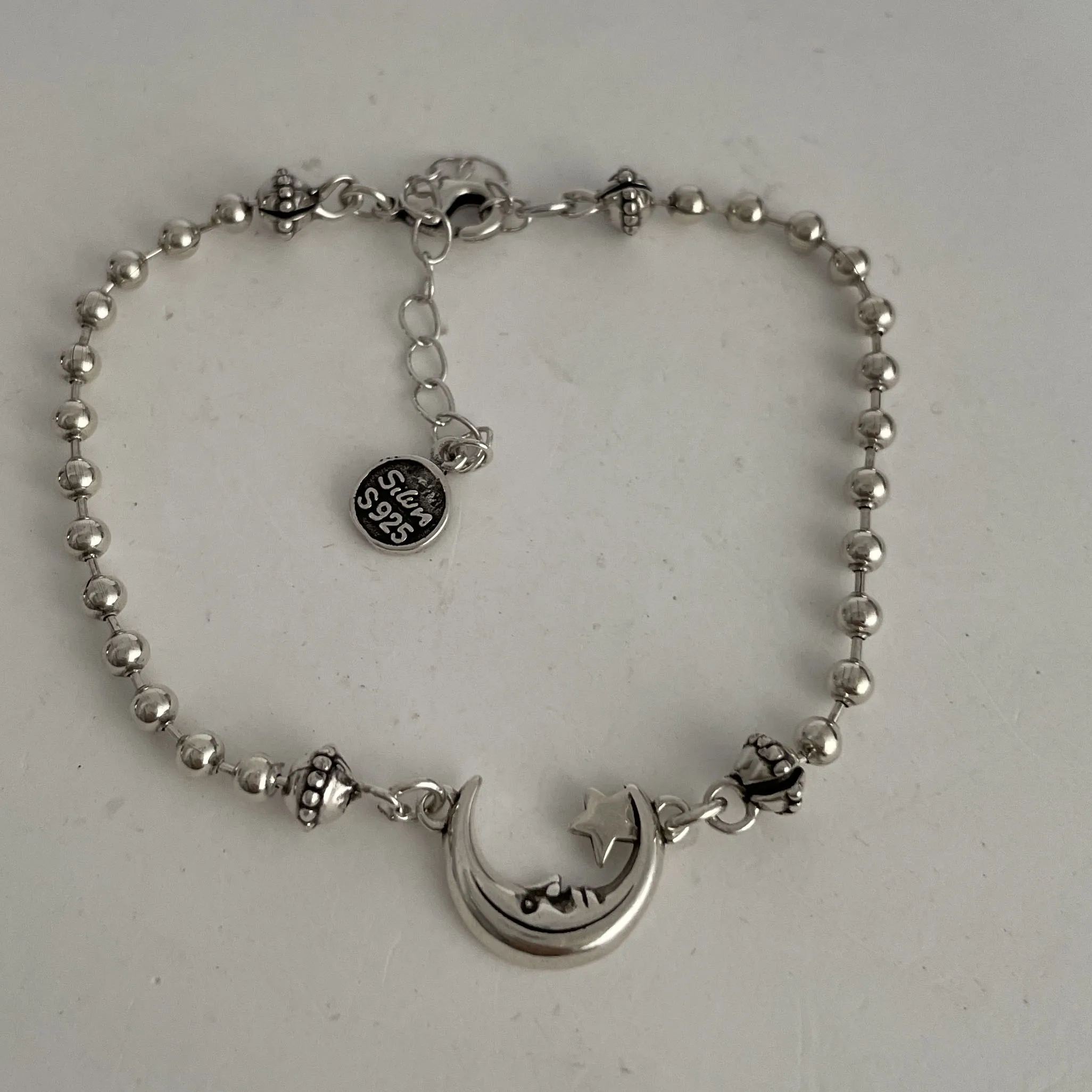 Elegant Vintage 925 Sterling Silver Heart Chain Bracelet - Handmade Retro Design