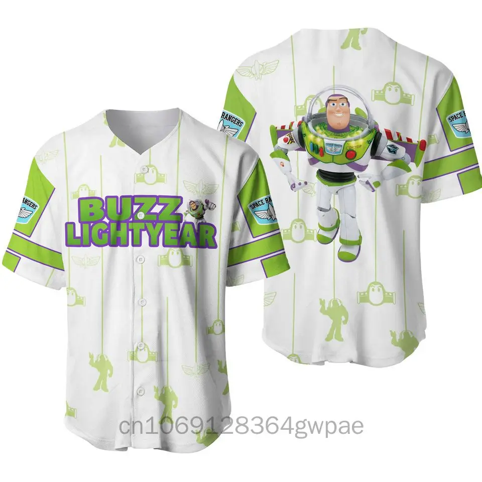 

Buzz Lightyear Baseball Jersey Men's Women's Casual Sports Shirt Disney Toy Story Baseball Jersey Fashion Short Sleeve Tops