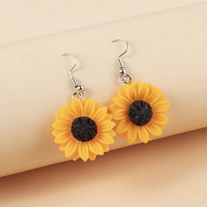 Resin Daisy Chrysanthemum SunFlower Drop Earrings 1pair Multi-szie DangleEarrings Pendant For DIY Jewelry Gifts