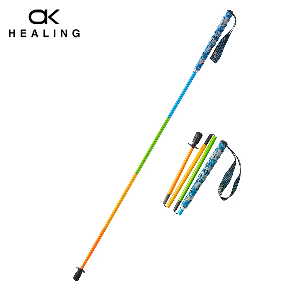 Colorful 5Section Foldable Trekking Poles Ultra Light Hiking Sticks