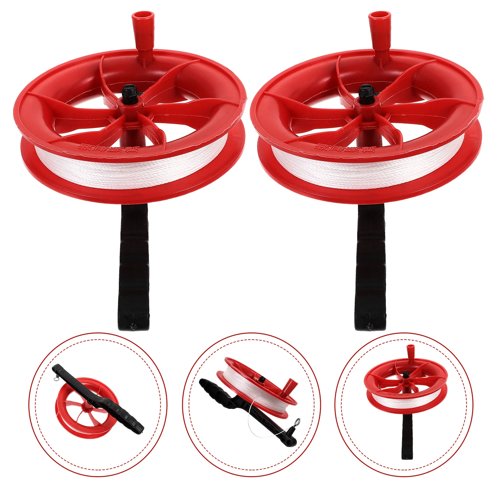 2pcs Kite String with Reel Kite String Winder Wheel Hand Flying Reel Accessories for Kids Outdoor Game 100m Line 5