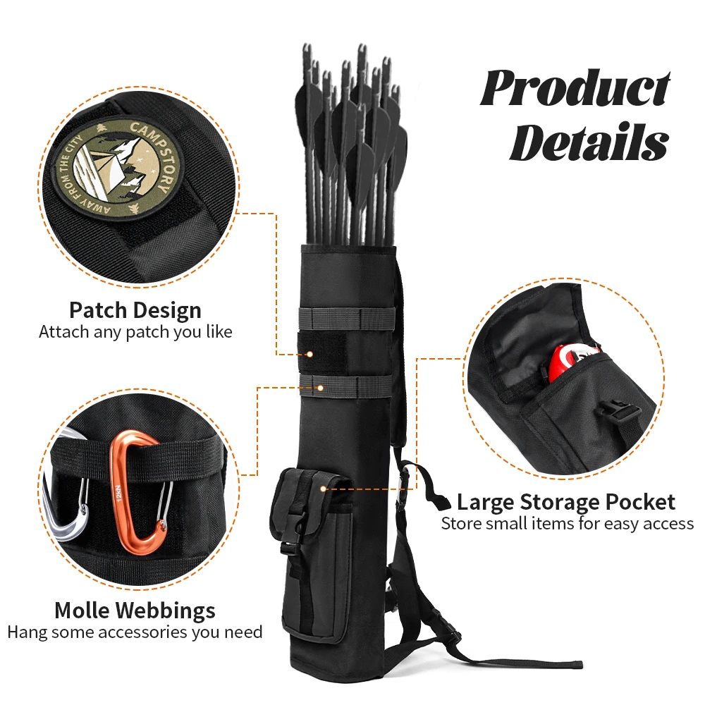 Archery Back Arrows Quiver Bag, Quiver Arrow Holder with Molle System and Pockets Archery Quiver for Hunting Shooting Target Pra 4