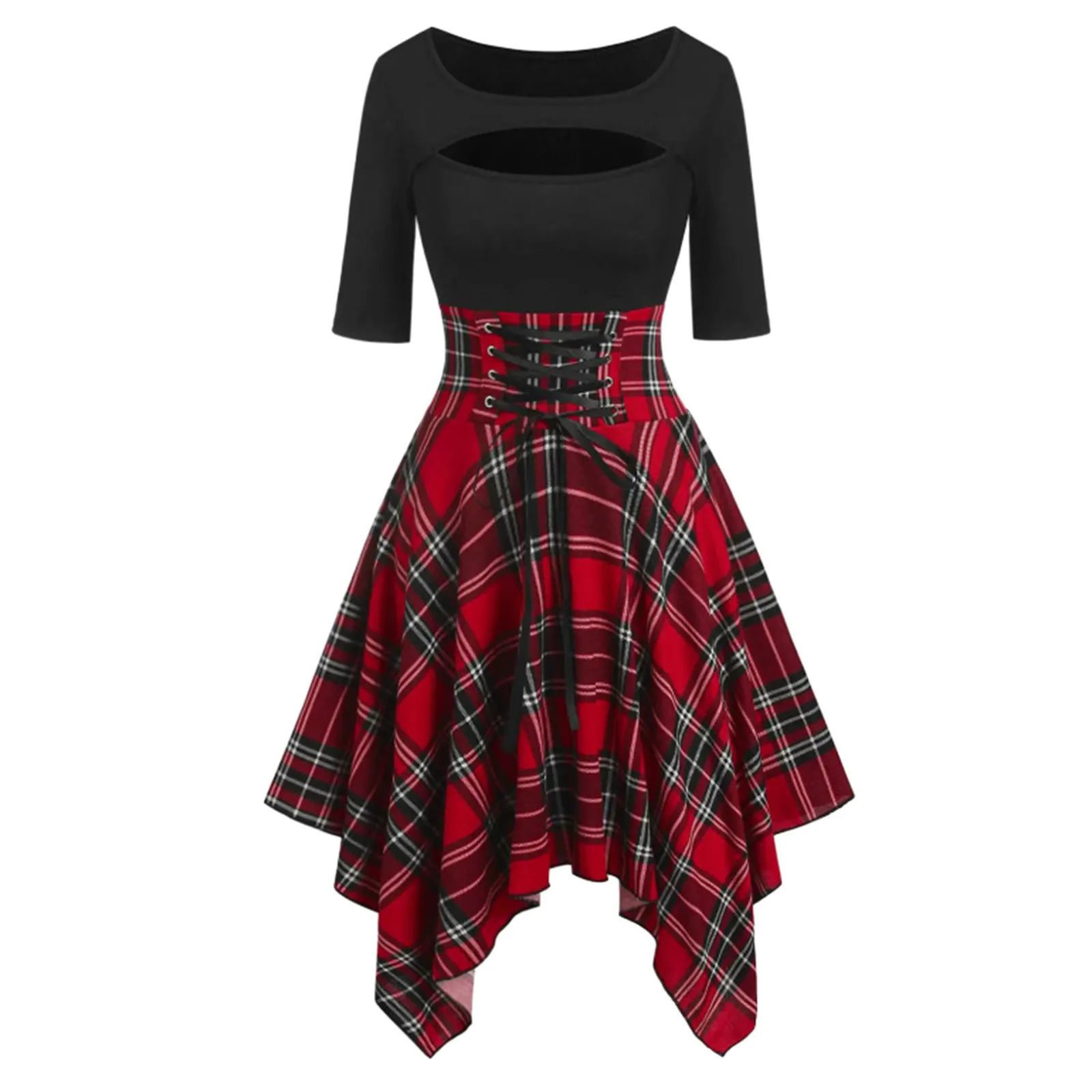 

Women Plaid Tops Slim Belted Irregular Short Sleeve Floral Dresses for Women Sleeveless Dresses for Beaches