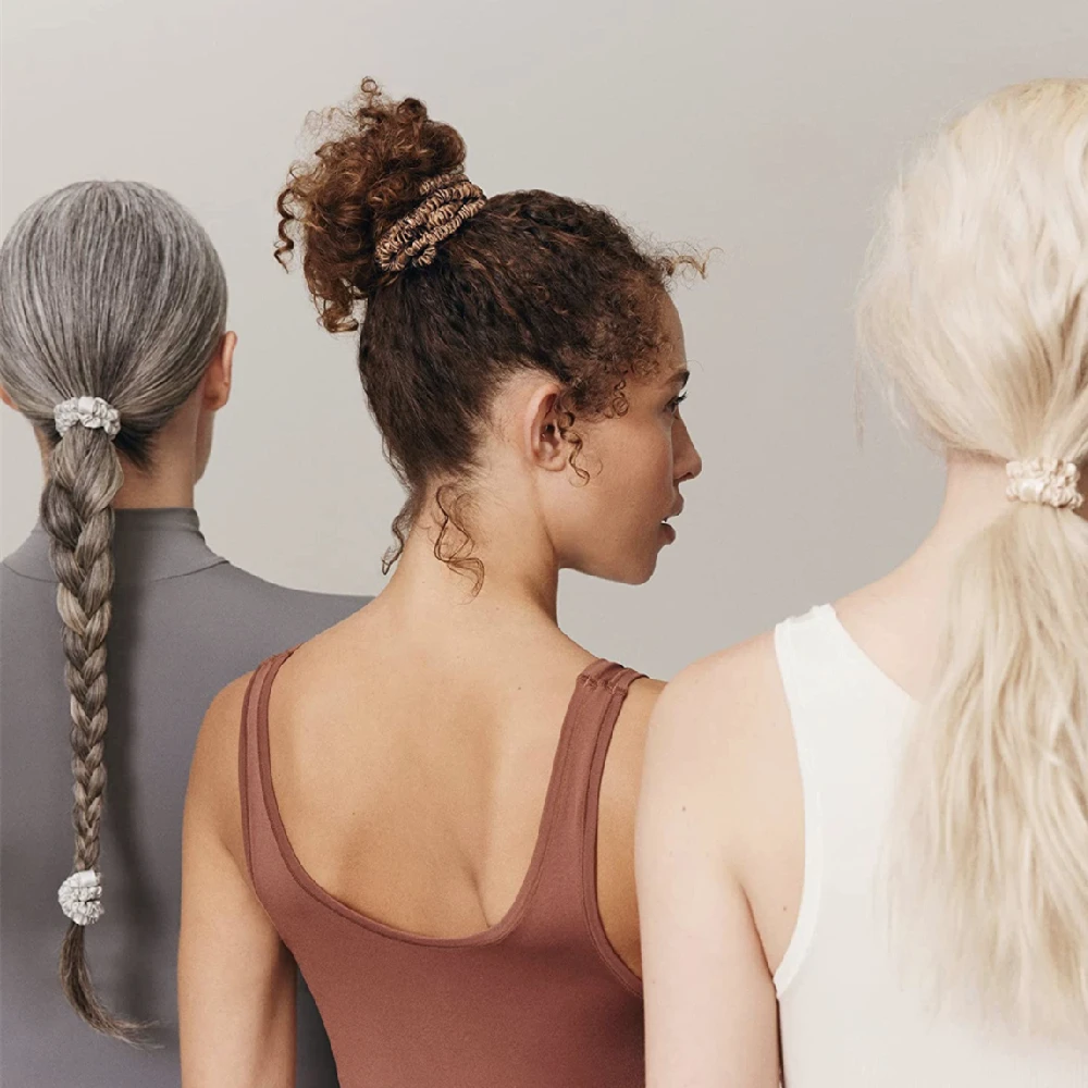YANRONG Haargummis aus 100 % natürlicher Seide, einfarbig, hochwertige Haargummis (22 Momme), große Haarbänder für Damen, Haar-Accessoires – Detail 8