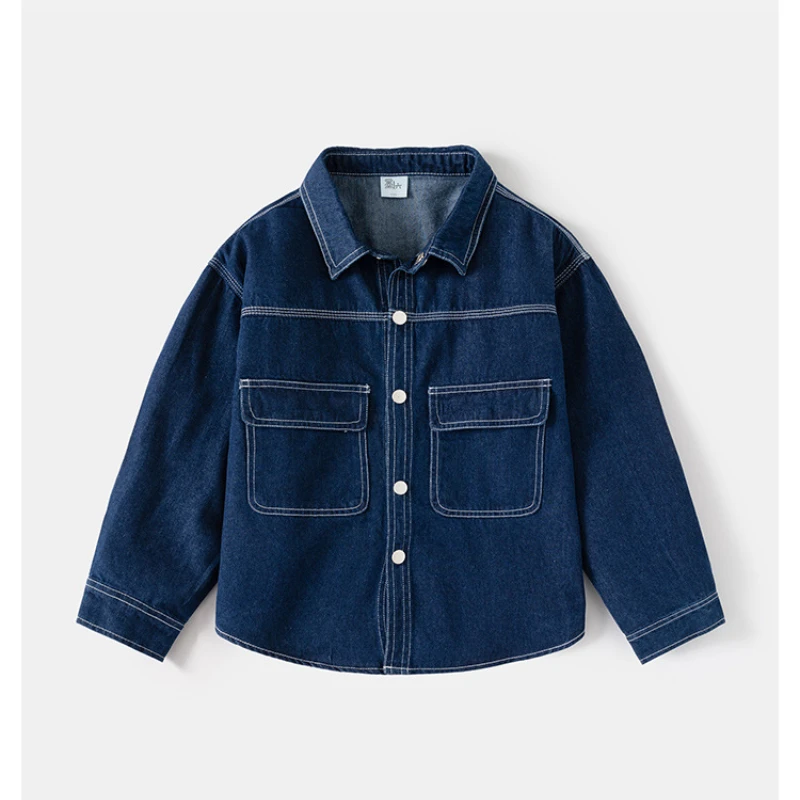 Boys Denim Shirts Teenager Kids Tops Long Sleeve Children's Clothes 130-170cm for 6-13 Years Old Kids