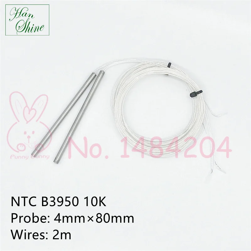NTC B3950 10K Thermistor Temperature Sensor 10K&Omega; Probe Diameter 3mm 4mm Length 20mm 50mm 80mm 2 Wires Max. 150 &shy;&deg;C temperature sensor