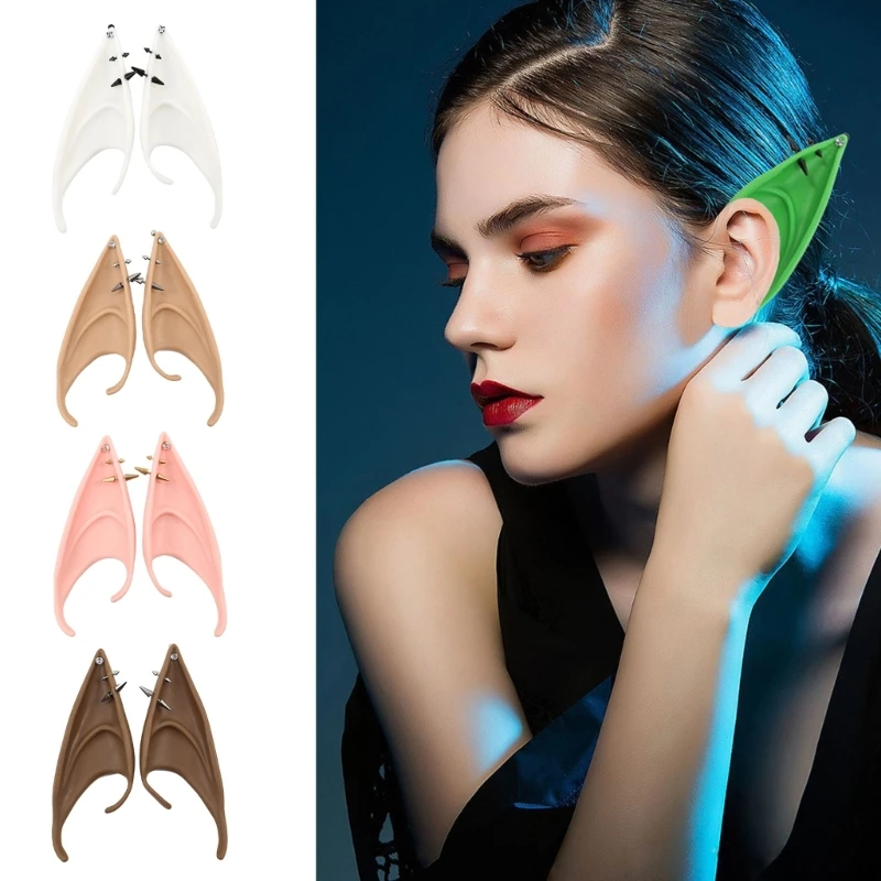 

1 Pair Elf Ears with Studs Silicone False Ears Soft Harmless Fairy Angel Dress Up Cosplay Props Halloween Masquerade Party Decor