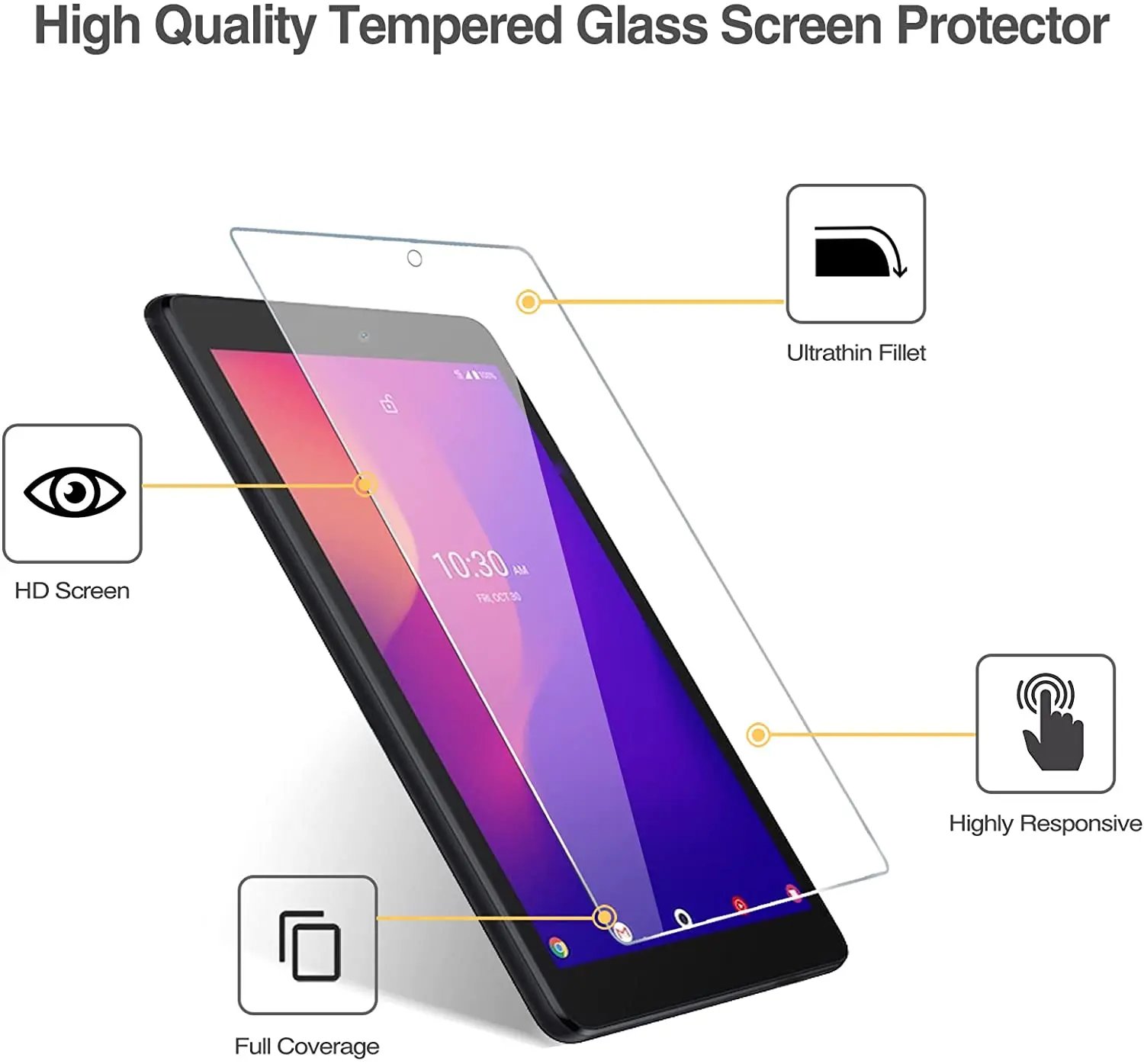 2 Pack Tempered Glass Film Protection Shield Screen Protector for Alcatel Joy Tab 2 2020 (Model: 9032Z) / Alcatel 3T Tablet 8“ 4