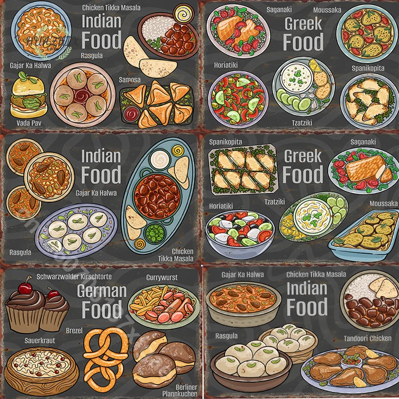 National Cuisine Metal Tin Sign Retro Gamer Placca Neon Print Pizza Food House Vintage Room Mall Bar Door Plate Art Wall Decor