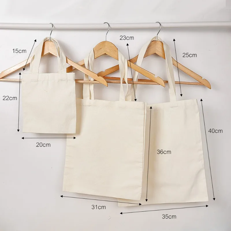 Large Capacity Canvas Bag Plain Cotton Cloth Shopping Bags Milky White Storage Pouch Sturdy Shoulder Bag Simple Handbag Gift