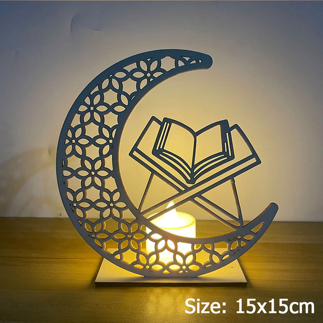 Eid Mubarak Decorations for Home Wooden Table Stand Moon Plaque Hanging Pendant Islam Muslim Event Party Supplies