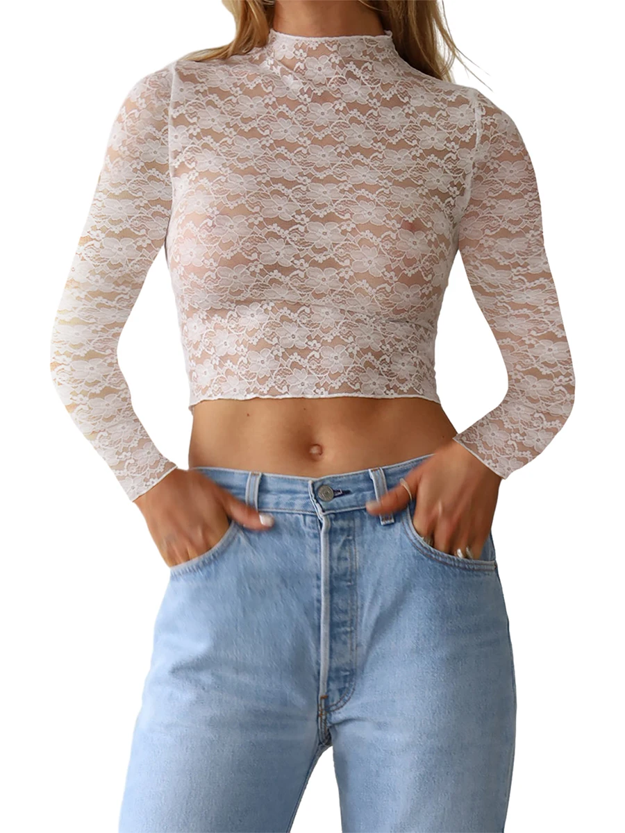 

Женская Базовая облегающая укороченная футболка с длинным рукавом, топ Y2K, кружевные топы, укороченный топ с V-образным вырезом, Клубная модель, уличная одежда для девочек
