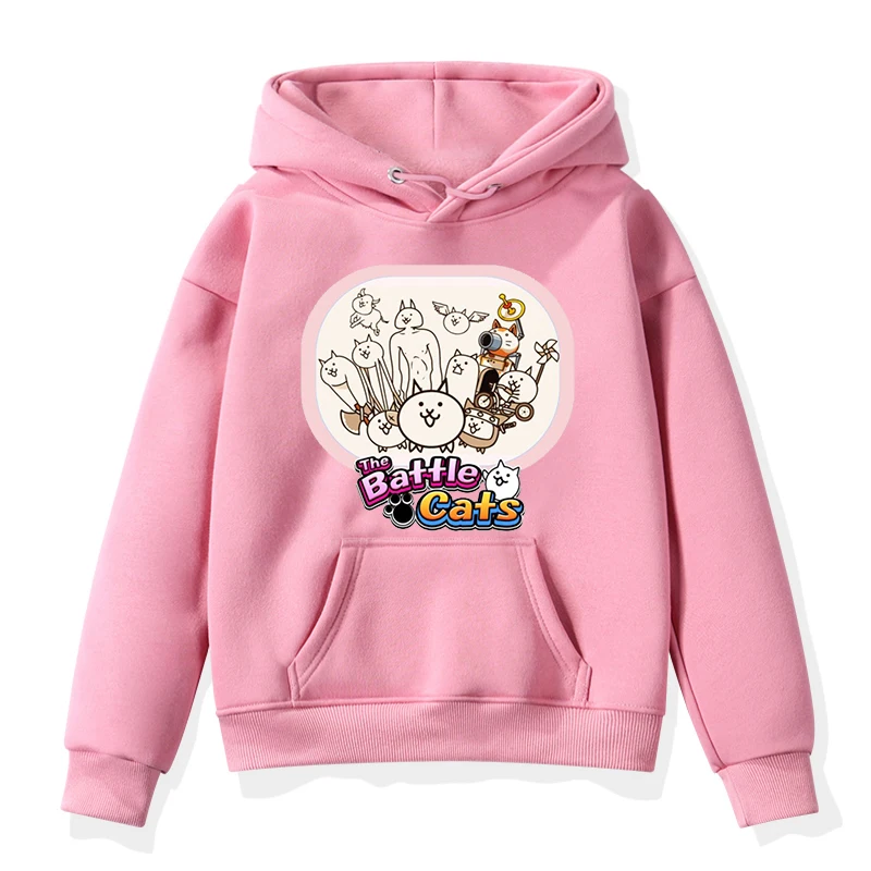 Sudadera con capucha con estampado de gatos de Game The Battle, bonita sudadera de dibujos animados para niñas, ropa para niños, sudadera de anime para niños, ropa de abrigo para niños