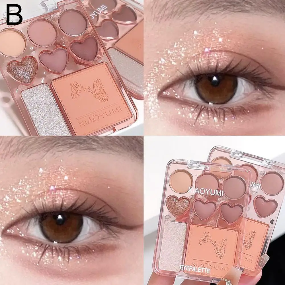 8 Colors Love Eyeshadow Palette Pearly Glitter Shiny Makeup Eyeshadow Beuaty Highlighter Powder Cosmetics Blusher Brighten