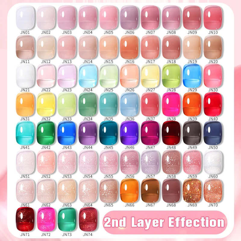 BORN PRETTY Jelly Nude Gel Nail Polish 10ml Light Pink Peach Translucent Color UV Light Cure Gel Varnish Nail Art DIY at Home