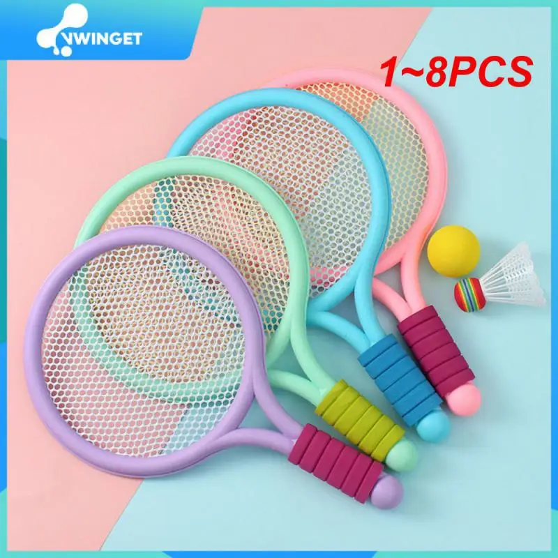 

1~8PCS Children's Badminton Tennis Racket Beginner Training Outdoor Beach Tennis Kindergarten Baby Parent Child Interactive Toys