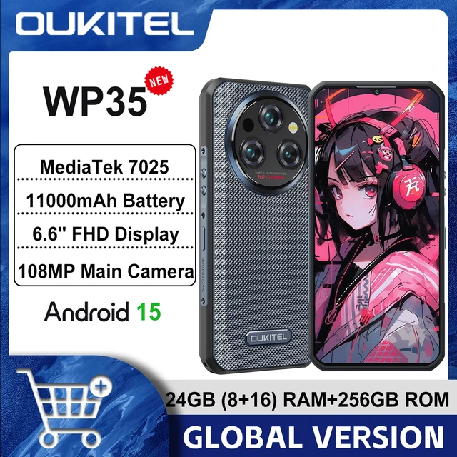 Oukitel WP35 5G هاتف ذكي متين 8GB + 256GB 33W Android15 هاتف محمول 11000mAh 6.6 1
