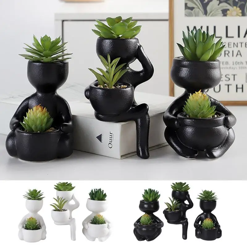 

Succulents Plants Artificial in Pots Living Room decoration Indoor flowerpots Ceramic planters gardening decor accessories