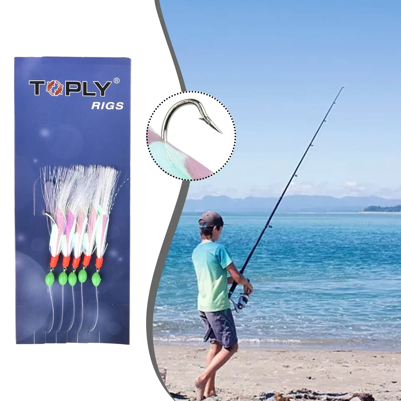 Heißer Verkauf Sabiki Soft Fishing Köder Rigs Köder Jigs Köder Feder köder Hering Köder hochwertige Rigs mit 6 Haken Teilen – Detail 32
