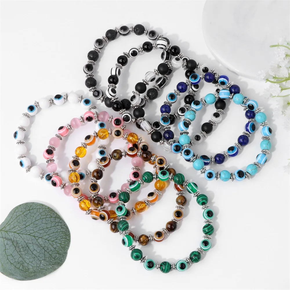 Vintage Evil Eye Bracelets Women Natural Stone Charm Bracelets