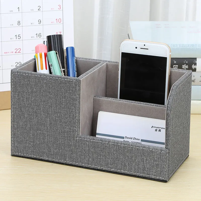 Leather Pu Pen Holder Multifunctional Storage Box Remote Storage Office Desktop Stationery Sorting