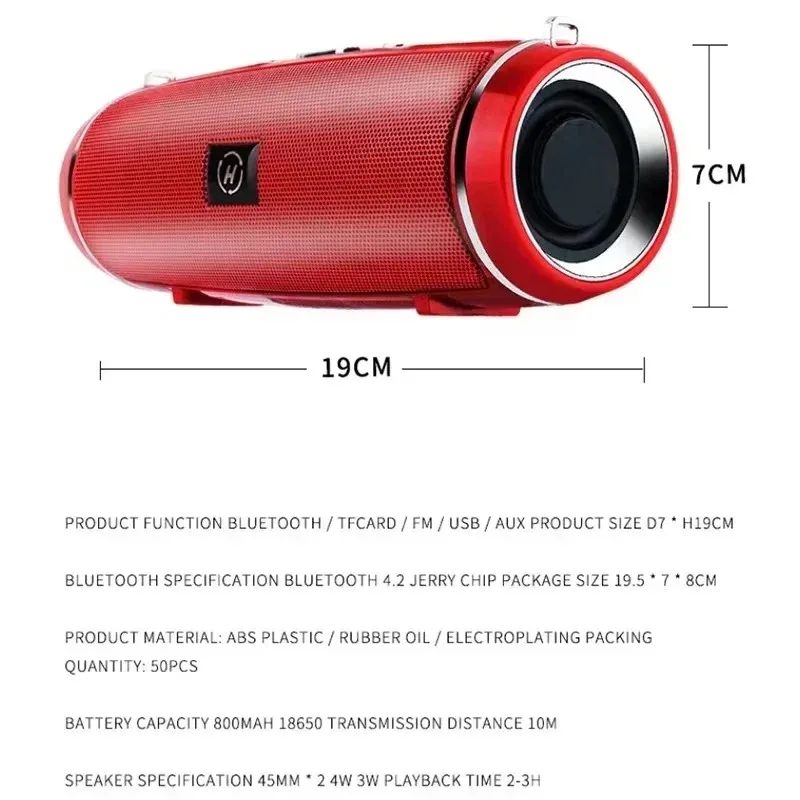 Mini Portable Wireless Bluetooth Speaker Outdoor Column Speaker Subwoofer Stereo Speaker Radio Card Audio System