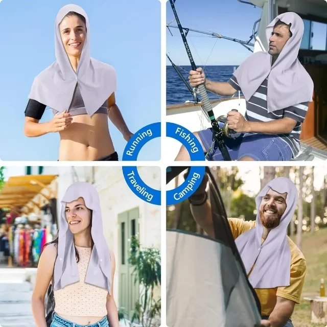 Cooling Hoodie Towel Cooling Towels Quick Drying Absorbent Towels for Neck and Face UV Protection Sport Workout Camping Cycling 3