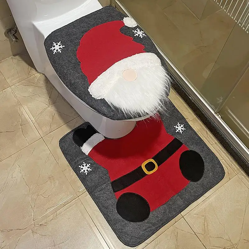 

New Cute Christmas Toilet Seat Covers Creative Santa Claus Bathroom Mat Xmas Supplies for Home New Year Navidad Gift Decor 2024
