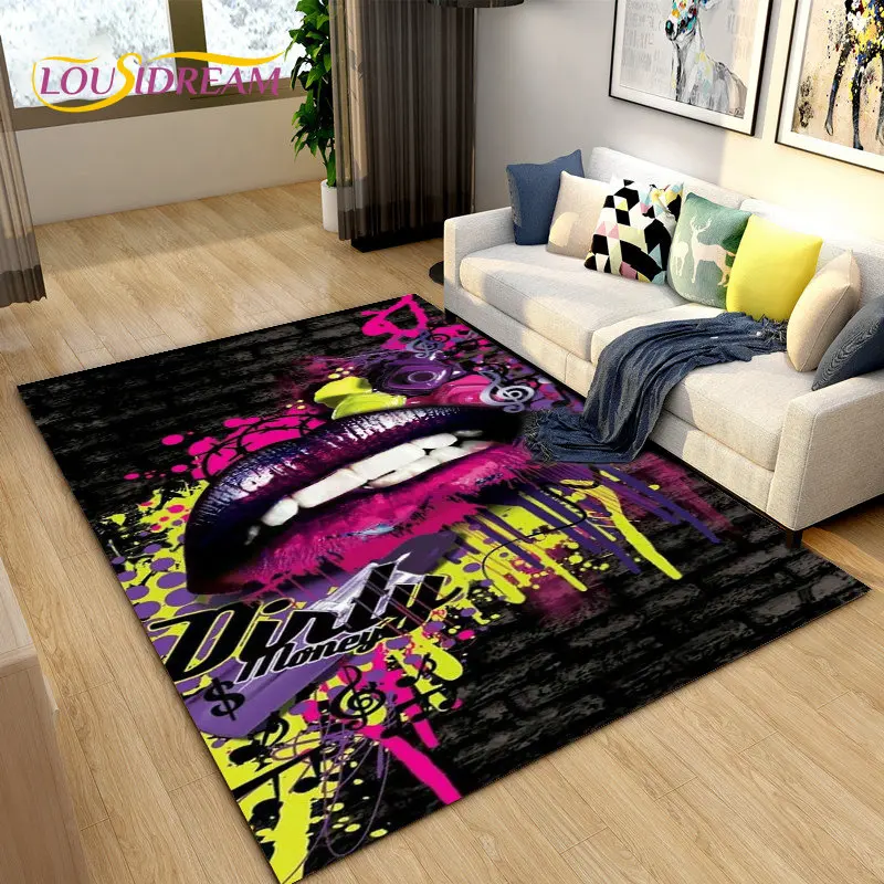 

3D Sexy Lips Mouth Series Area Rug Large,Carpet Rug for Living Room Bedroom Sofa Doormat Decoration,kids Play Non-slip Floor Mat