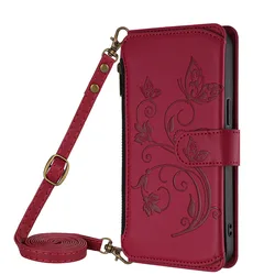 Multi Card Slot Wallet Case with Zipper Cover and Long Lanyard - Moto G04 4G G04S 4G (YB0965)