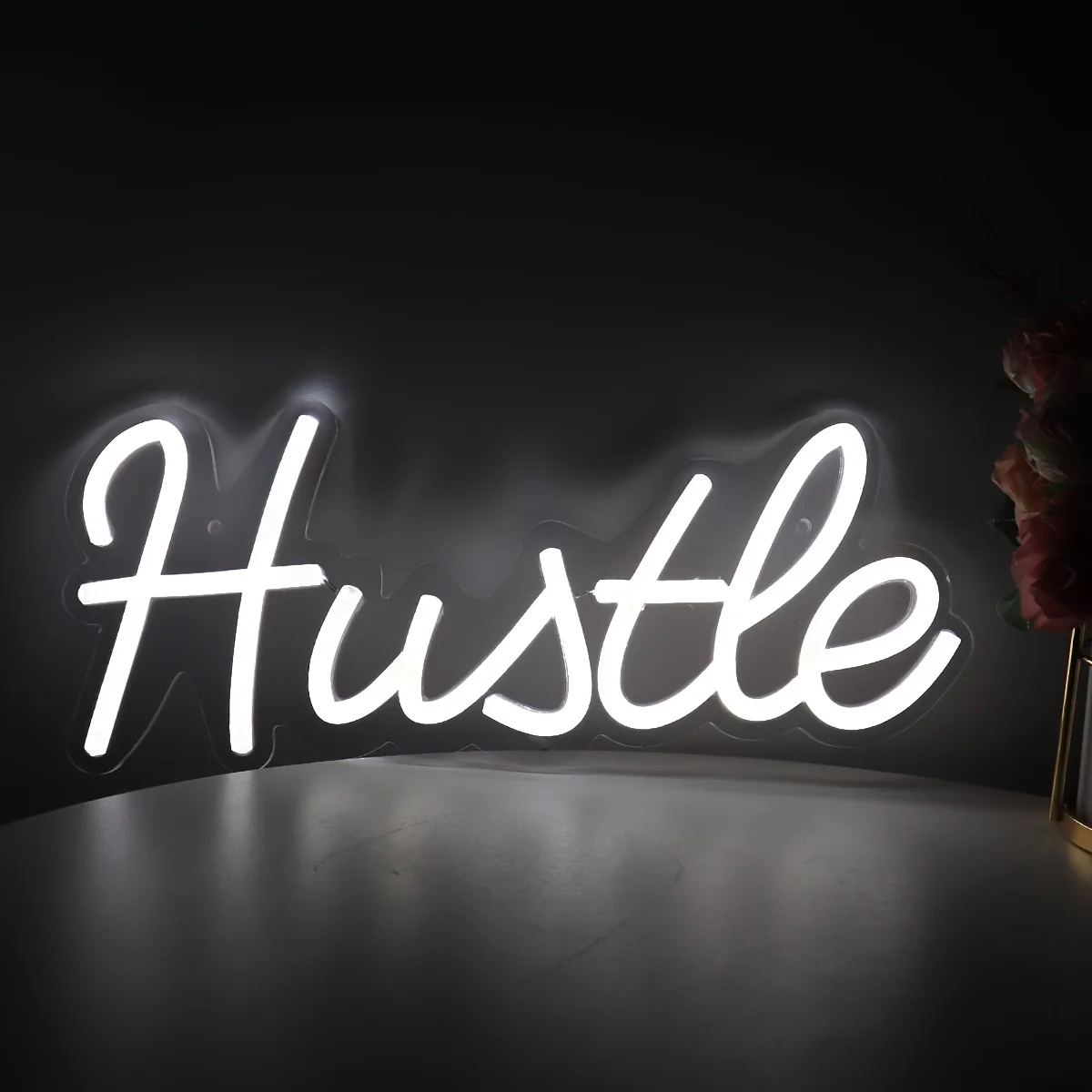 

Hustle LED Neon Signs Wall Hanging White USB Powered Switch Control Use for Room Party Pub Club Shop Office Decor Neon Lights