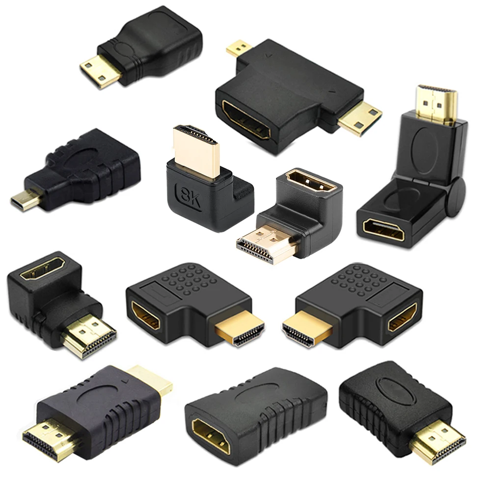 HDMI Extension Adapter, 90 and 270 Degree Right Angle HDMI 2.1 Male to Female Extender Adapter