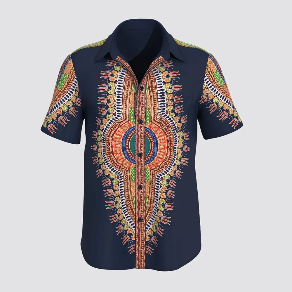 

Мужская Этническая традиционная национальная одежда со стразами, дизайнерская Летняя Повседневная рубашка с коротким рукавом