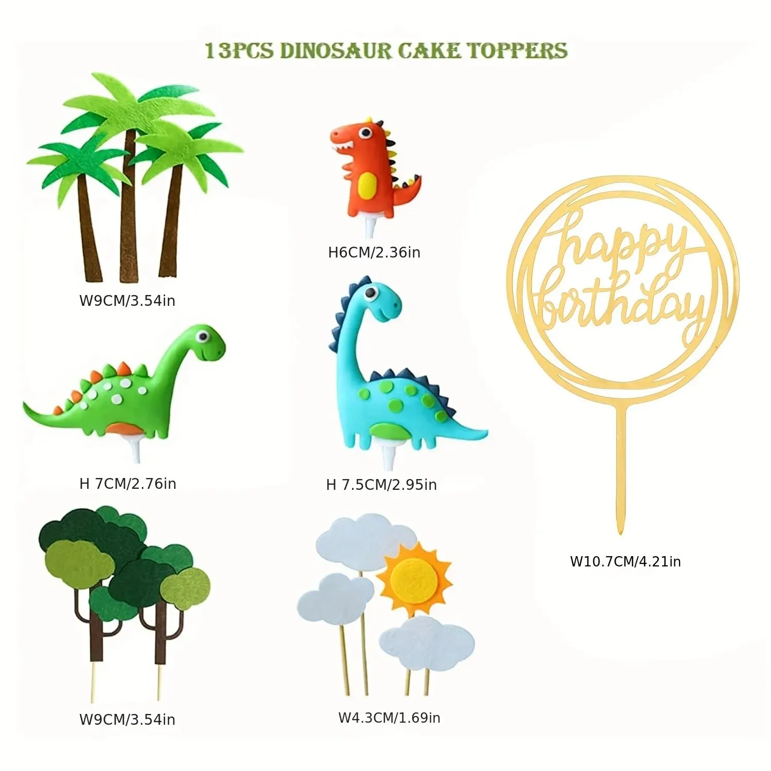 Dinosaurier-Kuchenaufsätze, Waldserie, süßes Dinosaurier-Set, Backkuchen-Dekoration für Babyparty, Geburtstagsfeier und Mottoparty – Detail 2