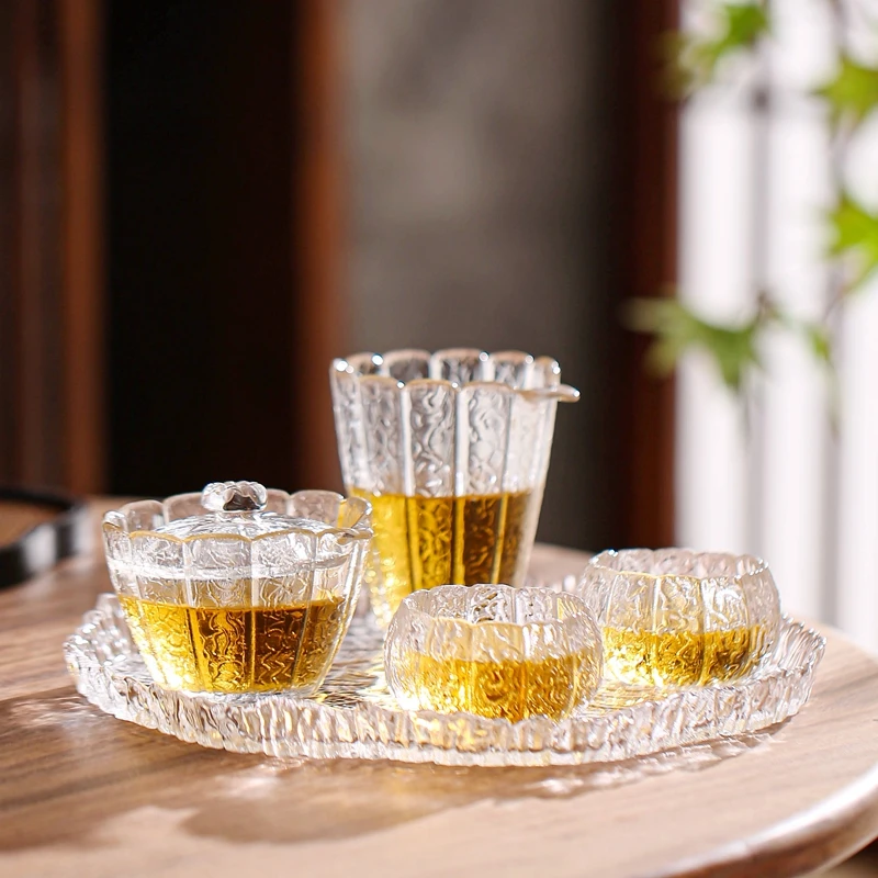 Pumpkin Glass Gaiwan, Covered Tea Cup, Large Tea Bowl, Traditional Chinese Kung Fu Set