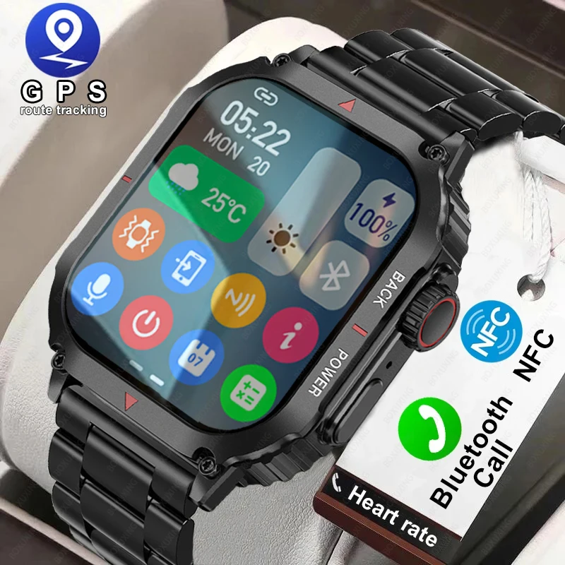 

2023 New NFC Smart Watch Women AMOLED HD Screen Heart Rate Blood Sugar GPS Sports Bluetooth Call IP68 Waterproof SmartWatch Man