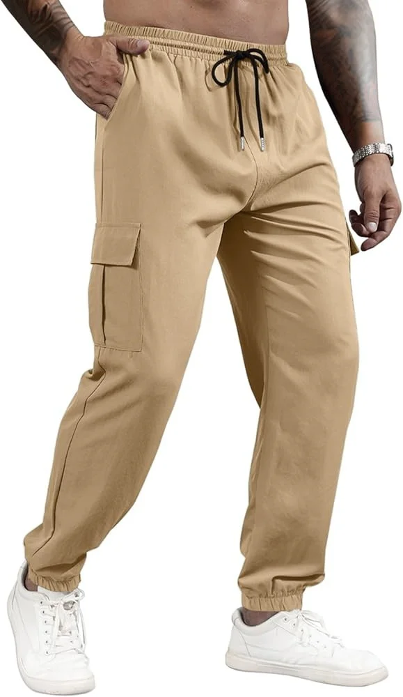 Men's new multi pocket workwear pants, European and American high street trendy brand retro casual leggings, men's