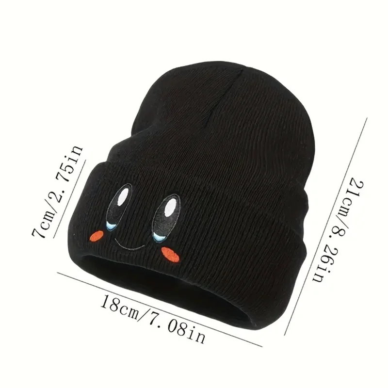 Hot Sale Cute Eye Embroidery Beanie Trendy Candy Color Couple Beanies Casual Coldproof Knit Hats For Women & Men