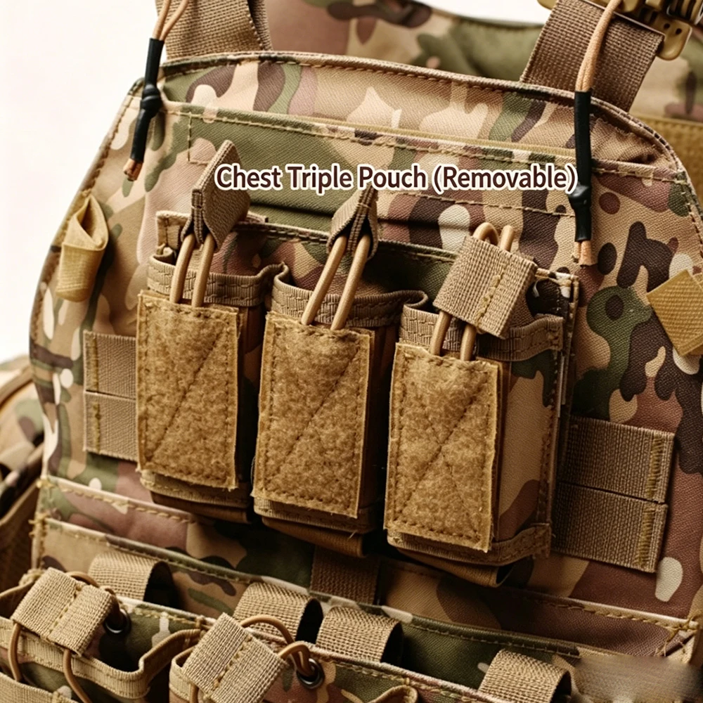 퀵 릴리스 6-in-1 전술 조끼 세트 MOLLE 야외 사냥용 멀티 포켓 군용 전투 조끼 Airsoft Paintball CS Wargame