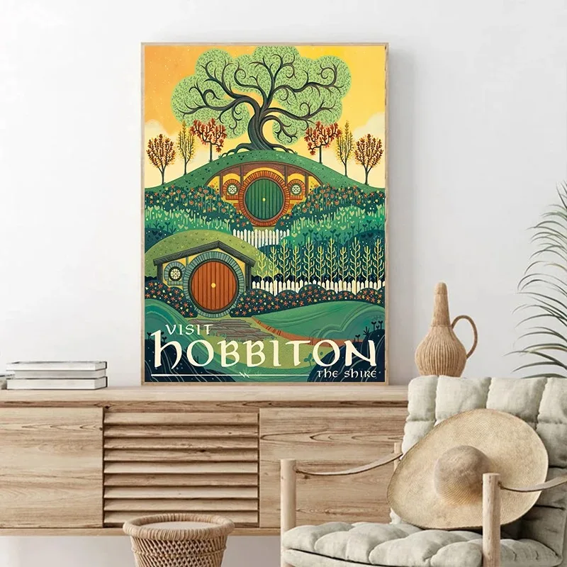 Abstract Ring Art Retro Travel Poster Canvas Painting Vintage Film Mordor Castle Lord Magic Wall Kid Bed Room Home Decor Picture vintage art poster