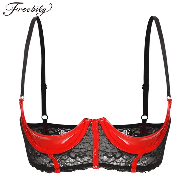 Womens Sexy Open Nipple Bra Naughty Heart Shape Hole Wire-free