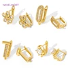 18K Gold Plated Brass Shvenzy Earwires,With Zircon Earring Hook,Earring Fixtures For Jewelry Making,DIY Earring Making Supplies