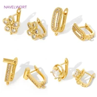 18K Gold Plated Brass Shvenzy Earwires,With Zircon Earring Hook,Earring Fixtures For Jewelry Making,DIY Earring Making Supplies