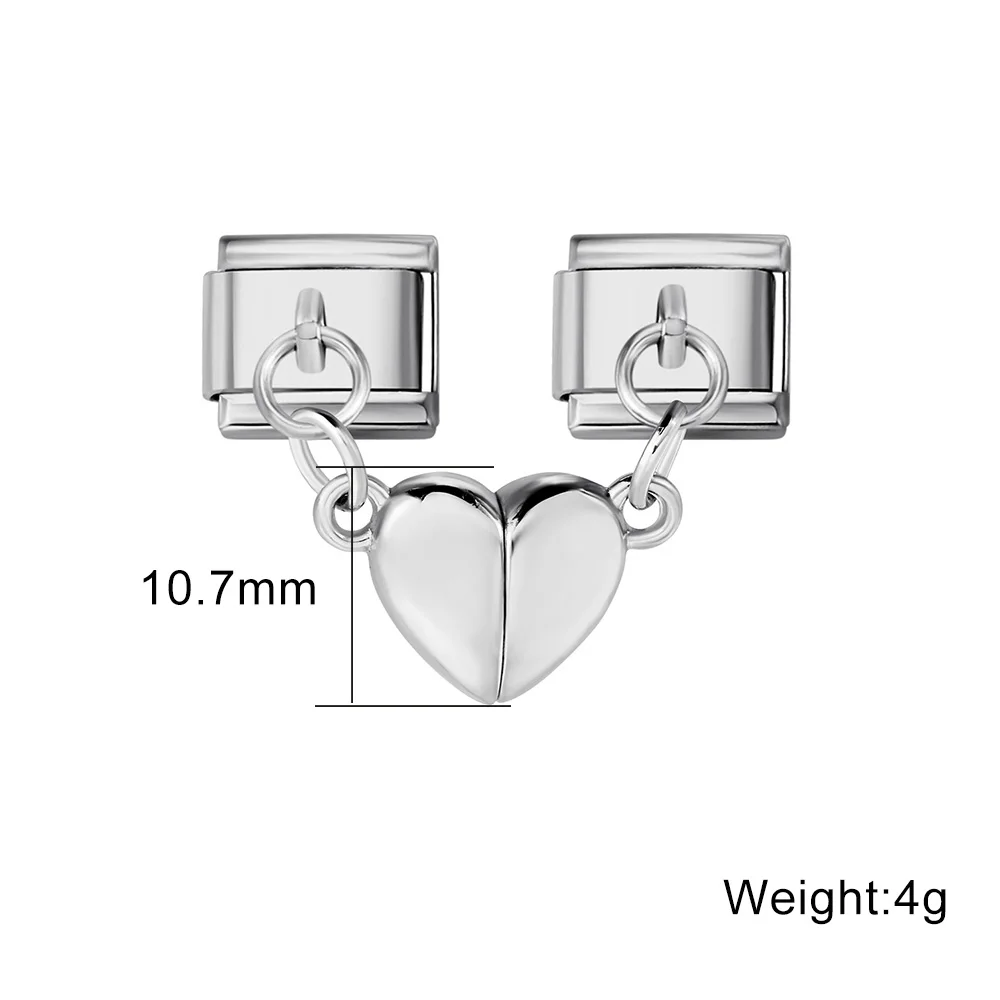 URING Mode Herz Magnetische Anziehung Abnehmbare Italienische Charm Link Fit 9mm Edelstahl Armband Schmuck DIY Machen – Detail 2