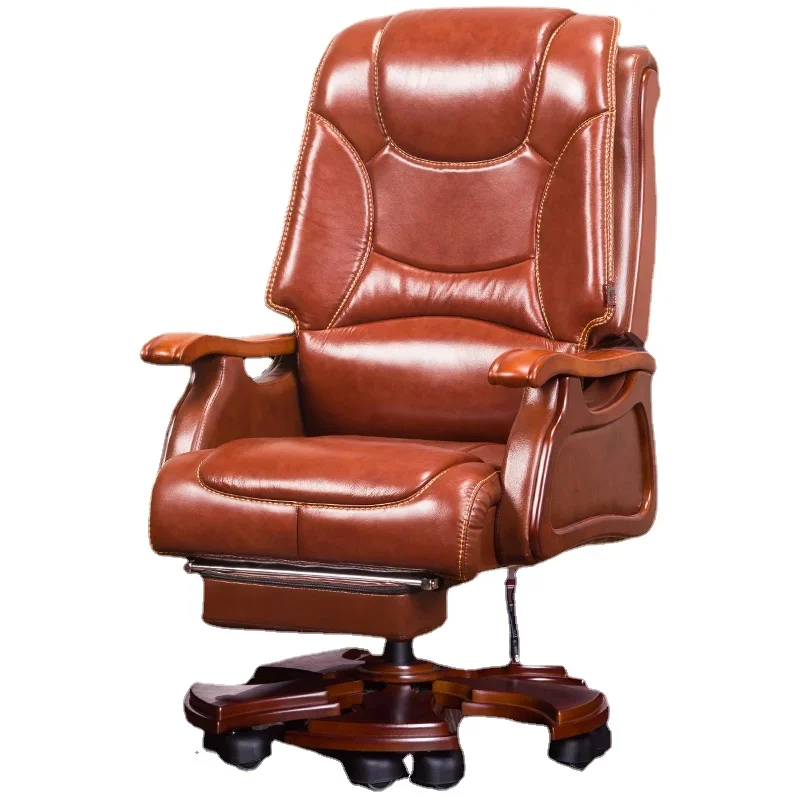 

Home boss chair leather business office chair reclining massage big class chair solid wood swivel chair computer chair