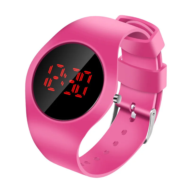 2021 New Round Touch Bracelet Watch Student Led Electronic Watch Fashion Children's Silicone Swimming Waterproof Watch Kids Gift 