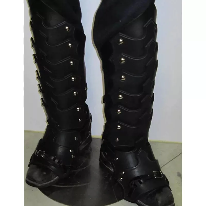 thumbnail image 1 of Armadura de pierna de cuero sintético para Larp medieval, polainas de grebas góticas, kit de disfraz de caballero vikingo, funda para botas y zapatos de jinete para cosplay para hombres, 1 of 4