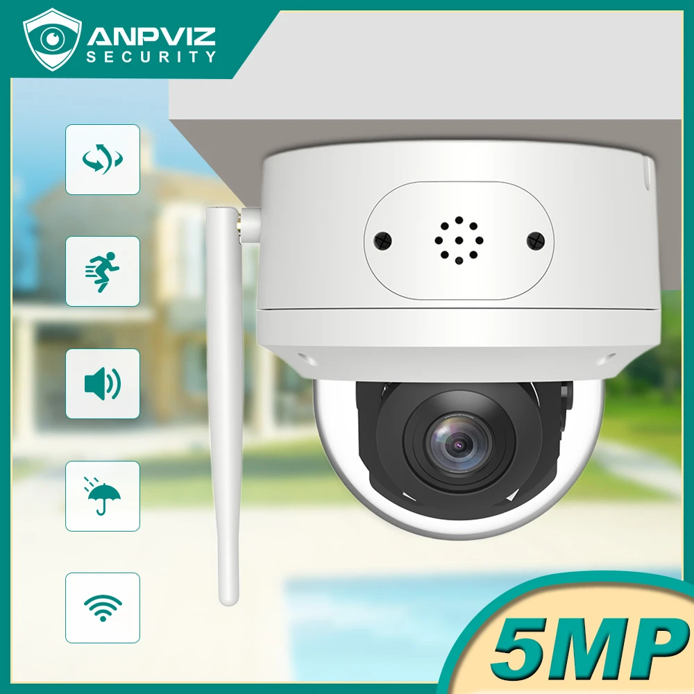 Anpviz 5MP 5X Zoom PTZ Wifi IP Camera Wireless Outdoor Dome Human