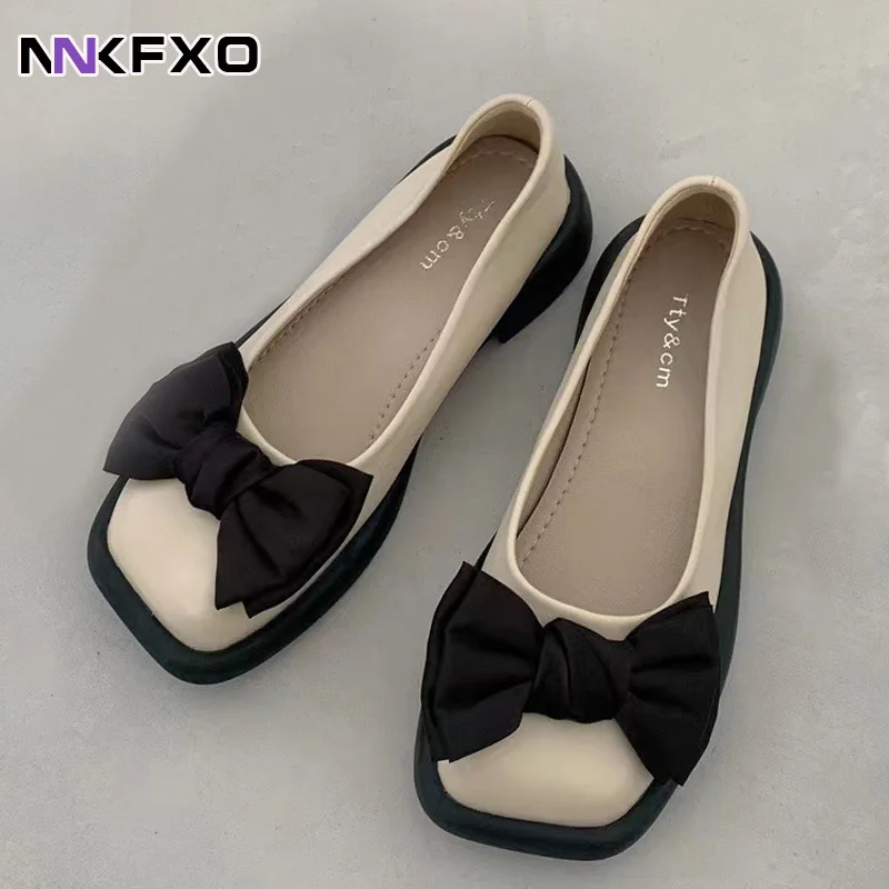 

Женские туфли на плоской подошве, с квадратным носком, в стиле ретро