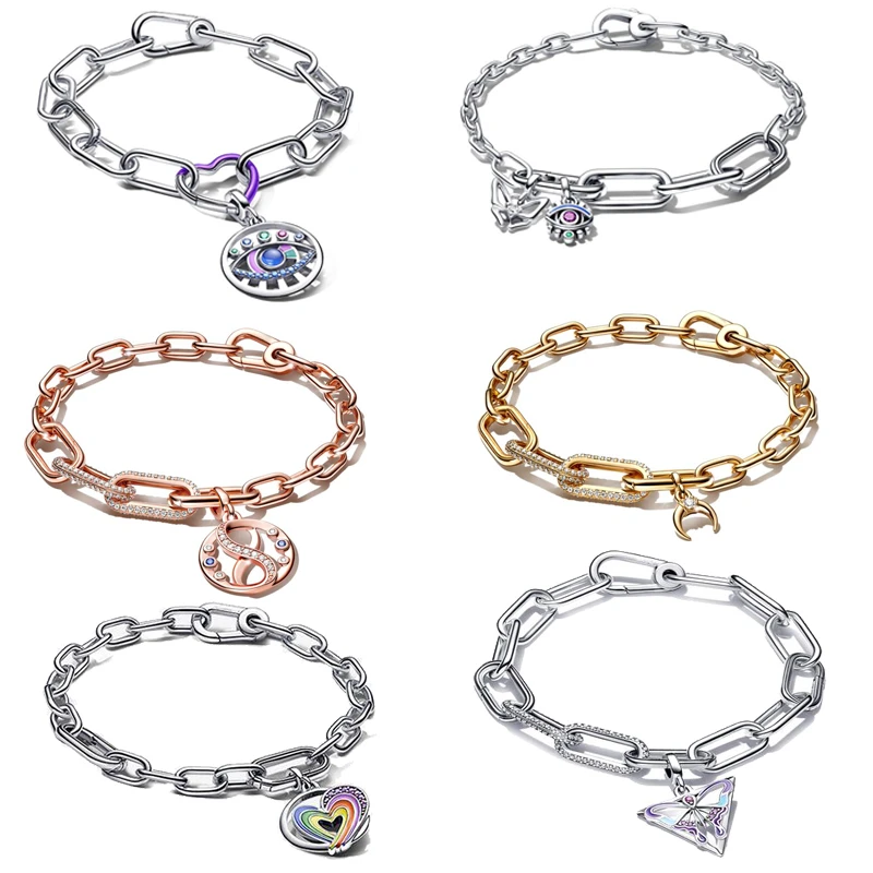 

Me Series 925 Sterling Silver Mini Charm Butterfly Gold Moon Evil Eye Heart DIY Bracelet Fit Original Pandora Girl Jewelry Gift